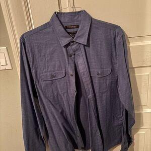 Banana Republic Ultra Soft Flannel Untucked Slim Fit Button Down Shirt, Blue, L